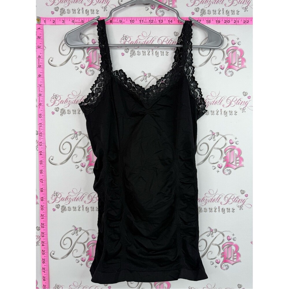 Ricki’s tank top lace slip stretchy soft Black Lace-Trim Tank Shapewear Camisole